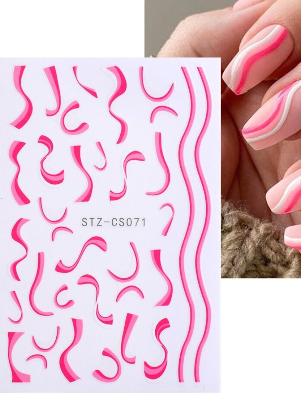 PINK 2 Tone Nail Art - Self-Adhesive 3D Nail Art Sticker Barbie Decals Manicure